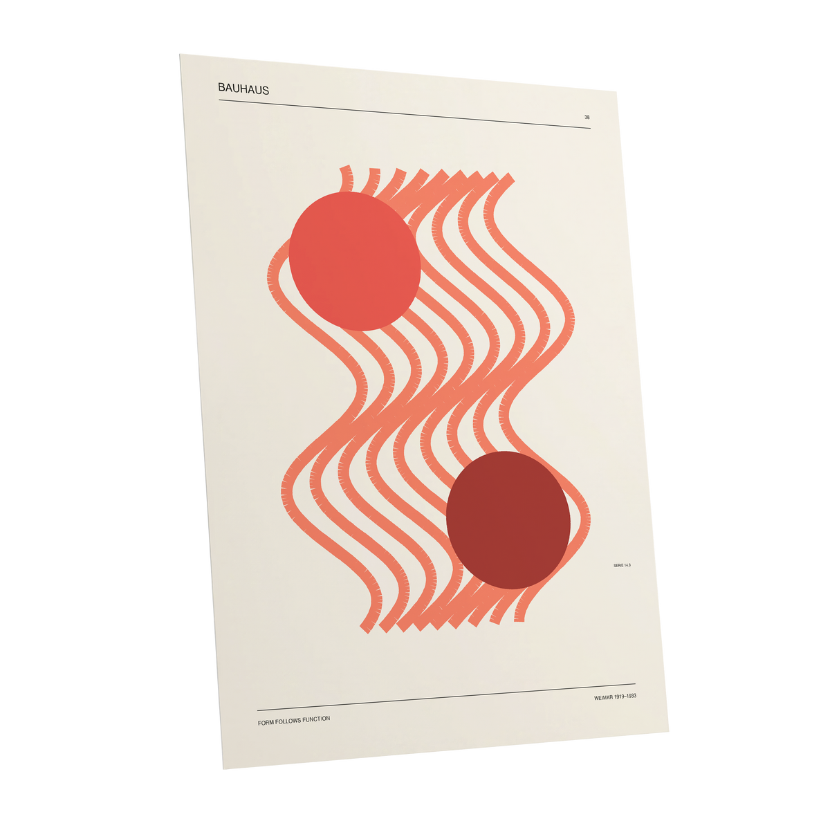 Coral Current No. 38, beige, orange, red abstract wall art shown as a unframed poster wall art print