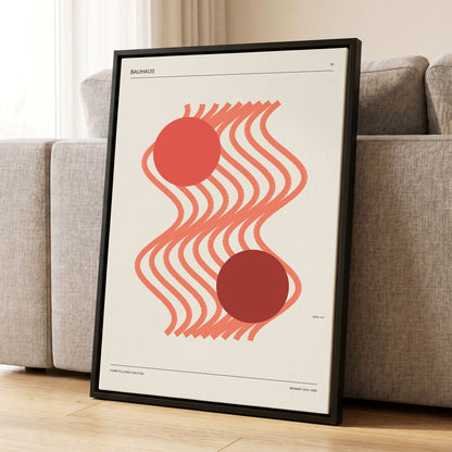 Coral Current No. 38, beige, orange, red abstract wall art displayed in a styled interior, gallery view 1