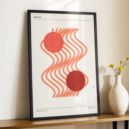 Coral Current No. 38, beige, orange, red abstract wall art displayed in a styled interior, gallery view 2