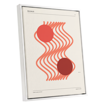 Coral Current No. 38, beige, orange, red abstract wall art shown as a white framed canvas wall art