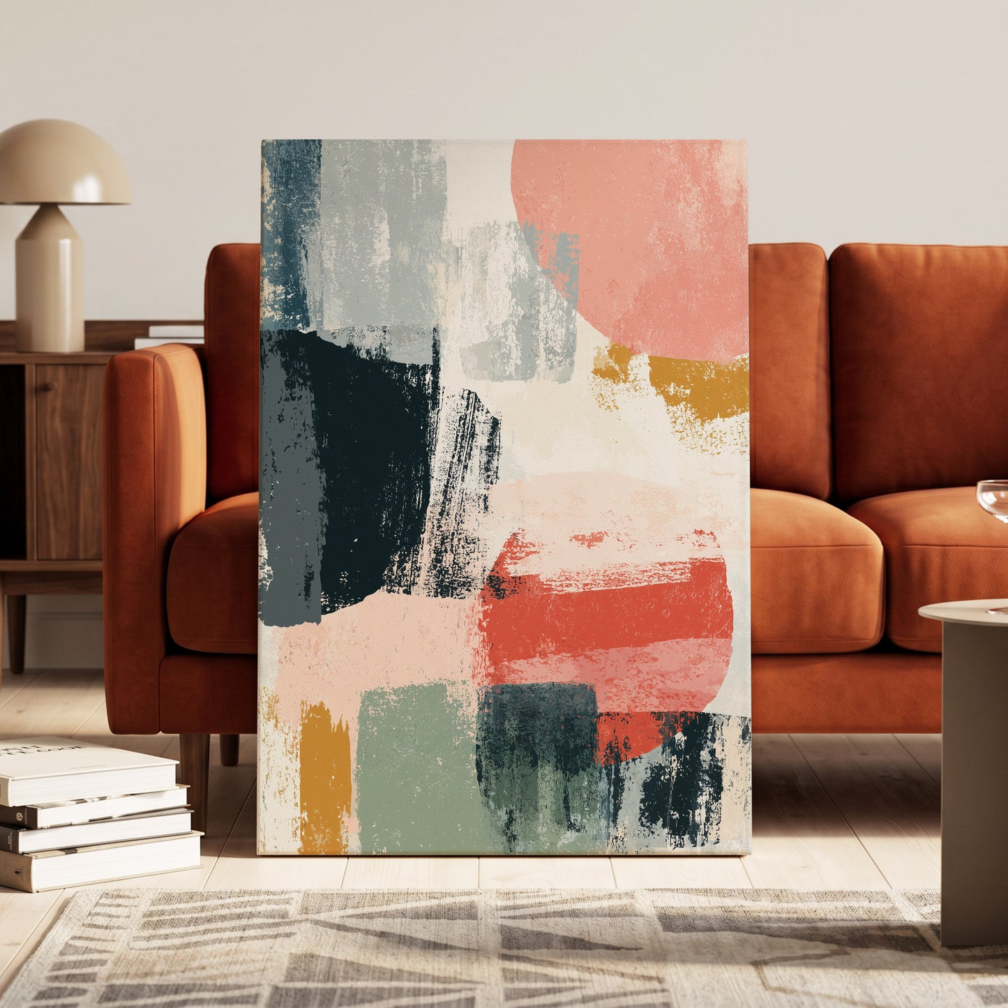 Coral Intervals – canvas wall art in a styled interior, gallery view 1