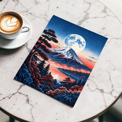 Coral Moonrise, blue, black, pink nature wall art displayed in a styled interior, gallery view 5