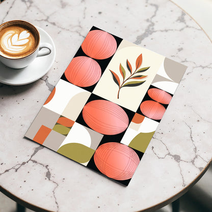 Coral Orbit Garden, pink, black, beige floral wall art displayed in a styled interior, gallery view 3