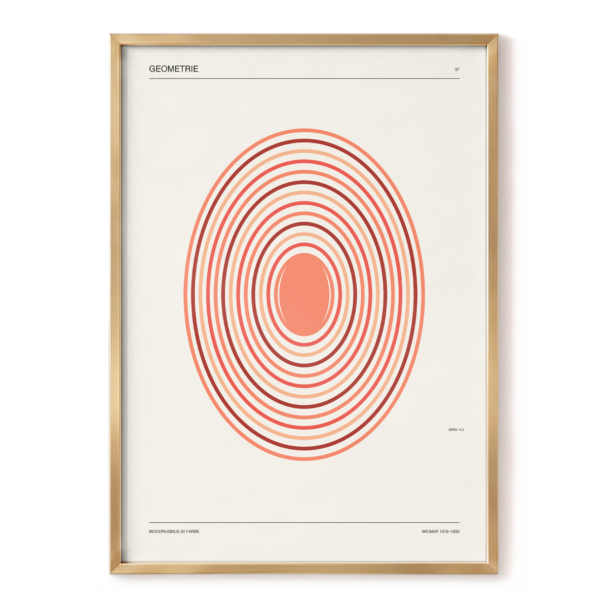 Coral Orbit Geometry, beige, red, orange abstract wall art, front artwork view