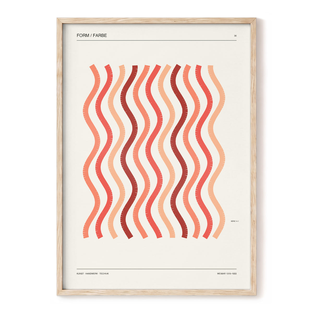 Coral Rhythm, beige, red, pink abstract wall art, front artwork view