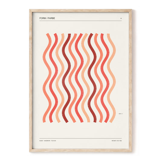 Coral Rhythm, beige, red, pink abstract wall art, front artwork view