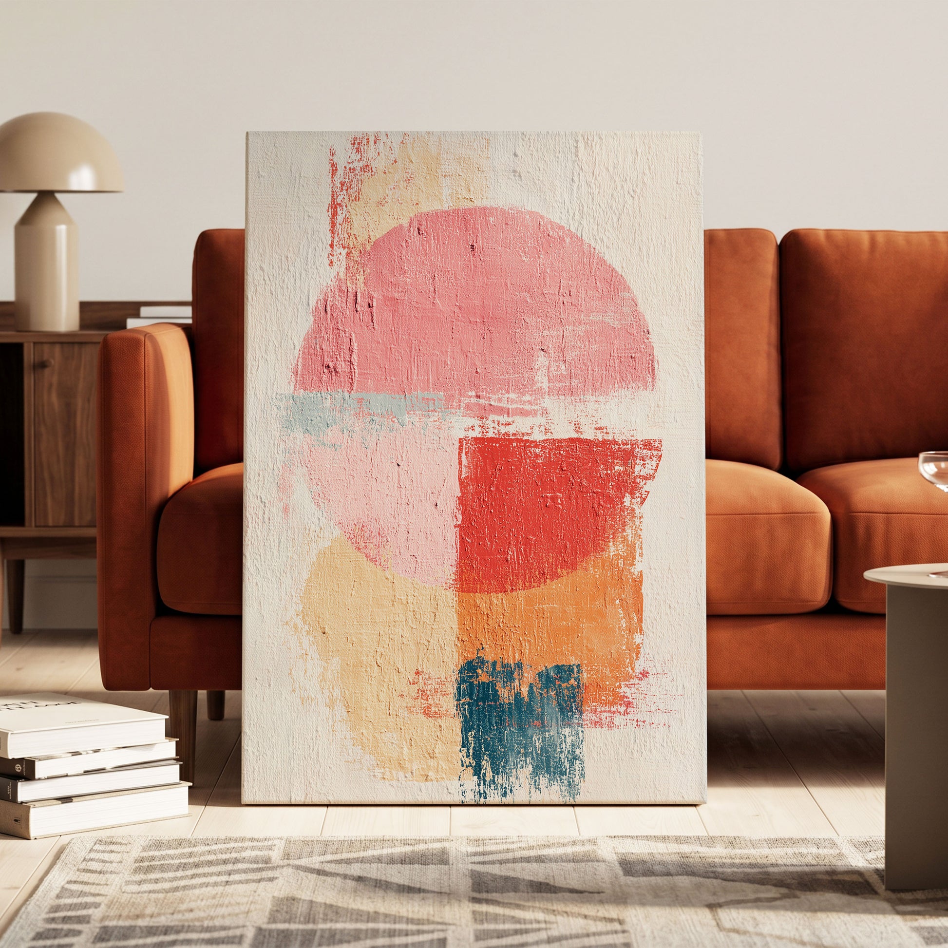 Coral Rhythm – canvas wall art in a styled interior, gallery view 1