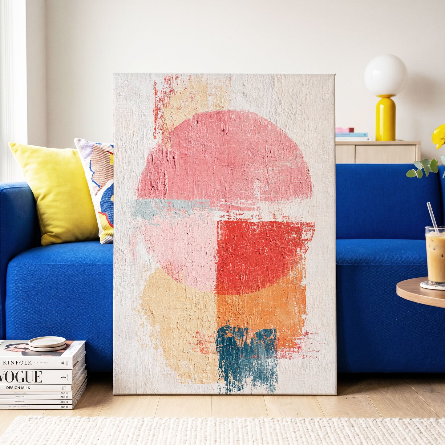 Coral Rhythm – canvas wall art in a styled interior, gallery view 2