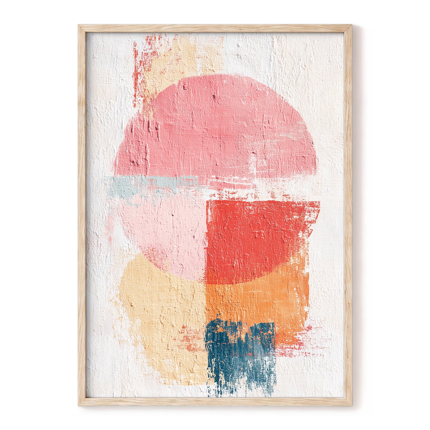 Coral Rhythm – pink, red, orange abstract wall art, front view