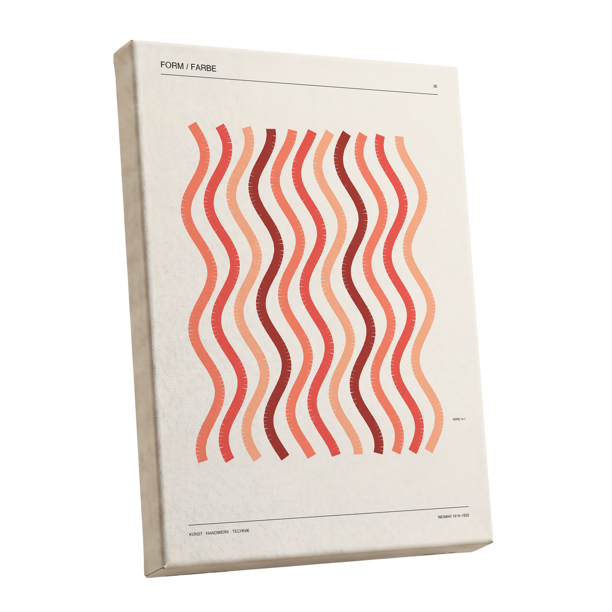 Coral Rhythm, beige, red, pink abstract wall art shown as a stretched canvas wall art