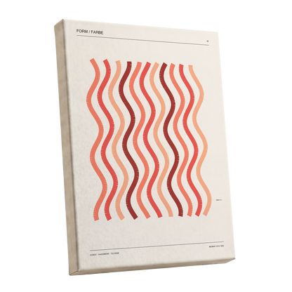 Coral Rhythm, beige, red, pink abstract wall art shown as a stretched canvas wall art