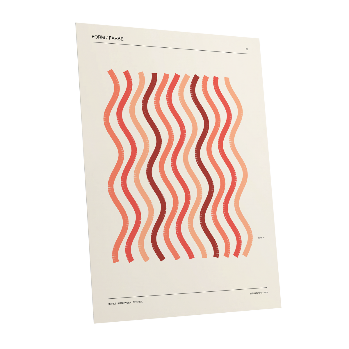 Coral Rhythm, beige, red, pink abstract wall art shown as a unframed poster wall art print