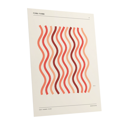 Coral Rhythm, beige, red, pink abstract wall art shown as a unframed poster wall art print