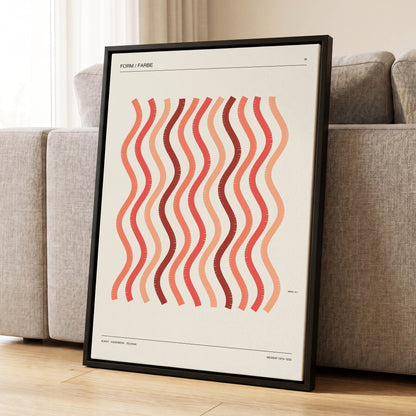 Coral Rhythm, beige, red, pink abstract wall art displayed in a styled interior, gallery view 1