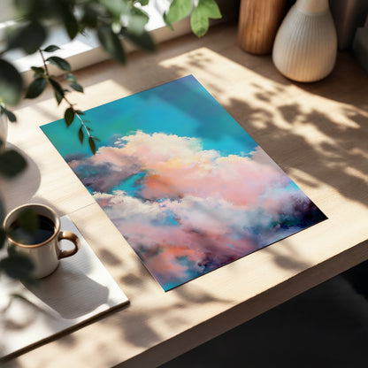 Cottonlight Skies, blue, pink, white nature wall art displayed in a styled interior, gallery view 5