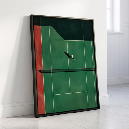 Court in Motion, green, black, red minimalist wall art displayed in a styled interior, gallery view 8