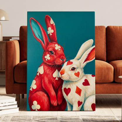 Courtship in Cards, red, white, blue nature wall art displayed in a styled interior, gallery view 3