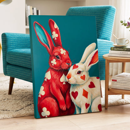 Courtship in Cards, red, white, blue nature wall art displayed in a styled interior, gallery view 7