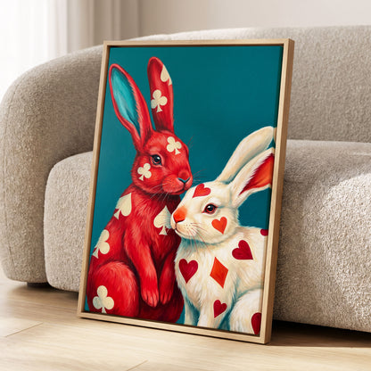 Courtship in Cards, red, white, blue nature wall art displayed in a styled interior, gallery view 8