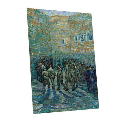 Courtyard in Motion, blue, green, brown abstract wall art shown as a unframed poster wall art print