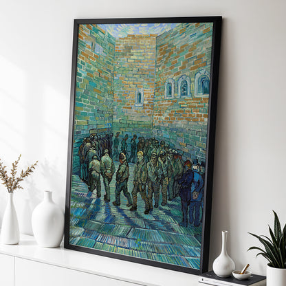 Courtyard in Motion, blue, green, brown abstract wall art displayed in a styled interior, gallery view 2