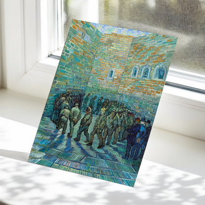 Courtyard in Motion, blue, green, brown abstract wall art displayed in a styled interior, gallery view 5