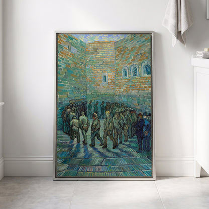 Courtyard in Motion, blue, green, brown abstract wall art displayed in a styled interior, gallery view 8