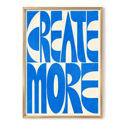 Create More in Blue, blue, beige abstract wall art, front artwork view