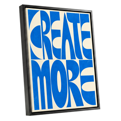 Create More in Blue, blue, beige abstract wall art shown as a black framed canvas wall art