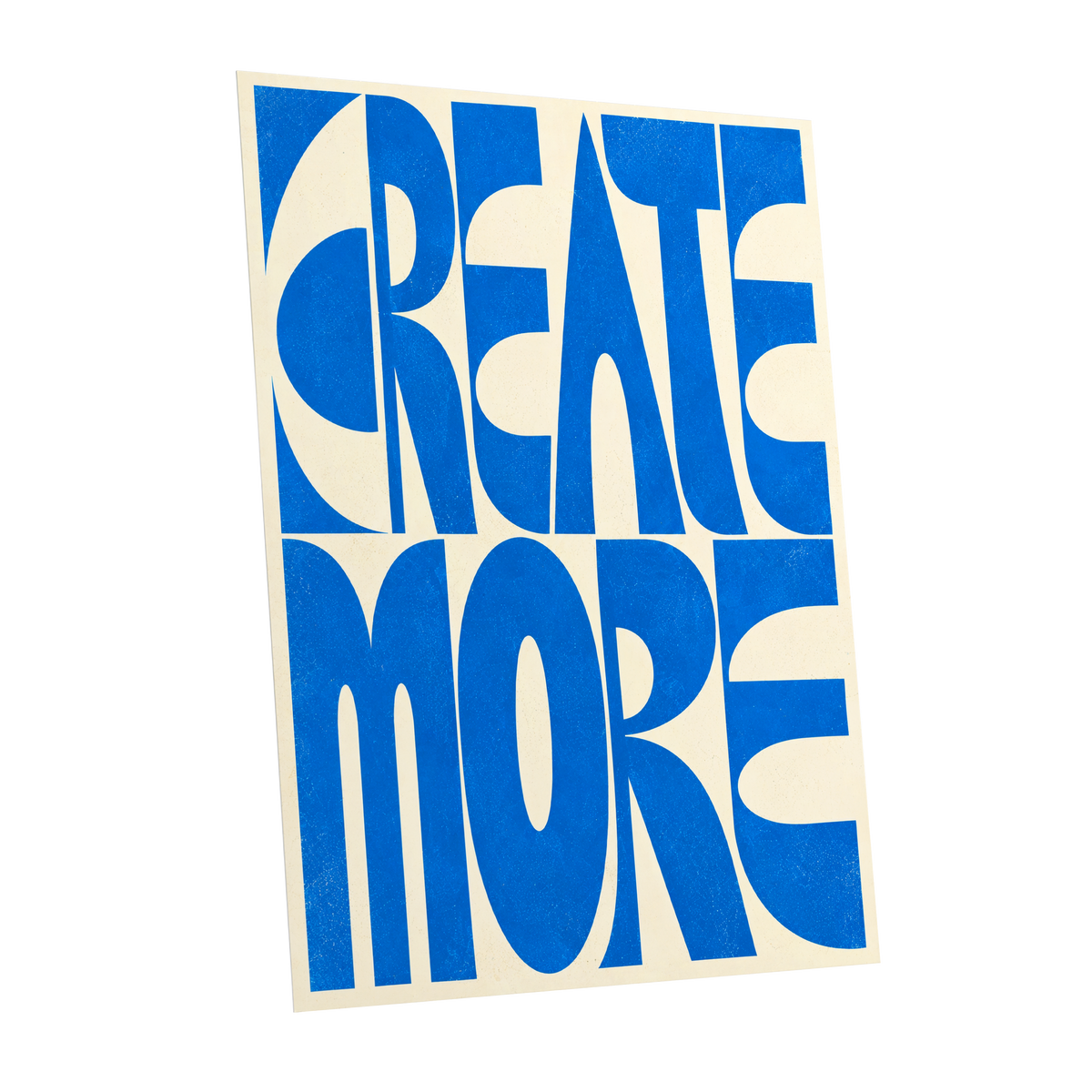 Create More in Blue, blue, beige abstract wall art shown as a unframed poster wall art print
