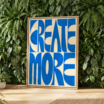 Create More in Blue, blue, beige abstract wall art displayed in a styled interior, gallery view 2