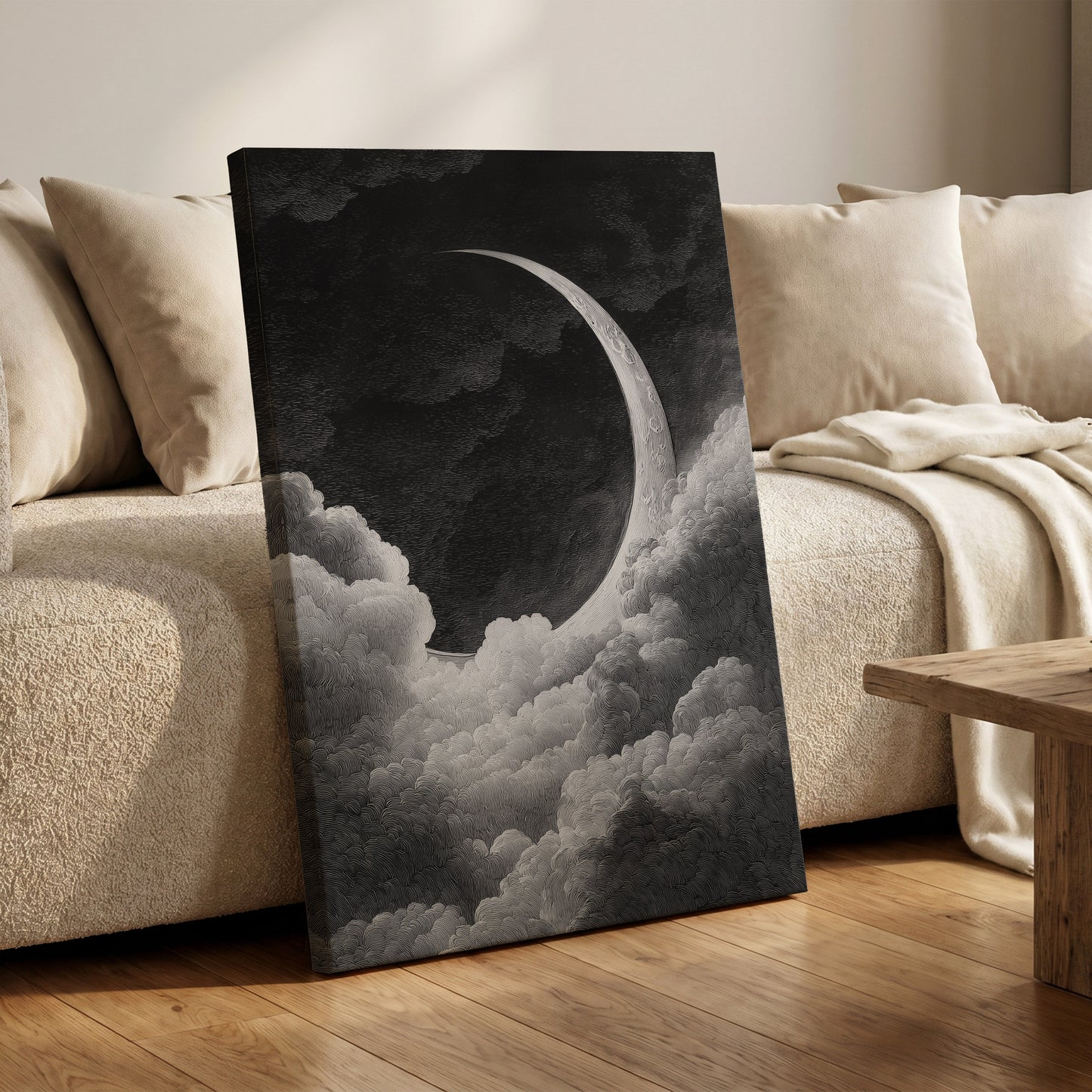 Crescent Above the Clouds – canvas wall art in a styled interior, gallery view 1