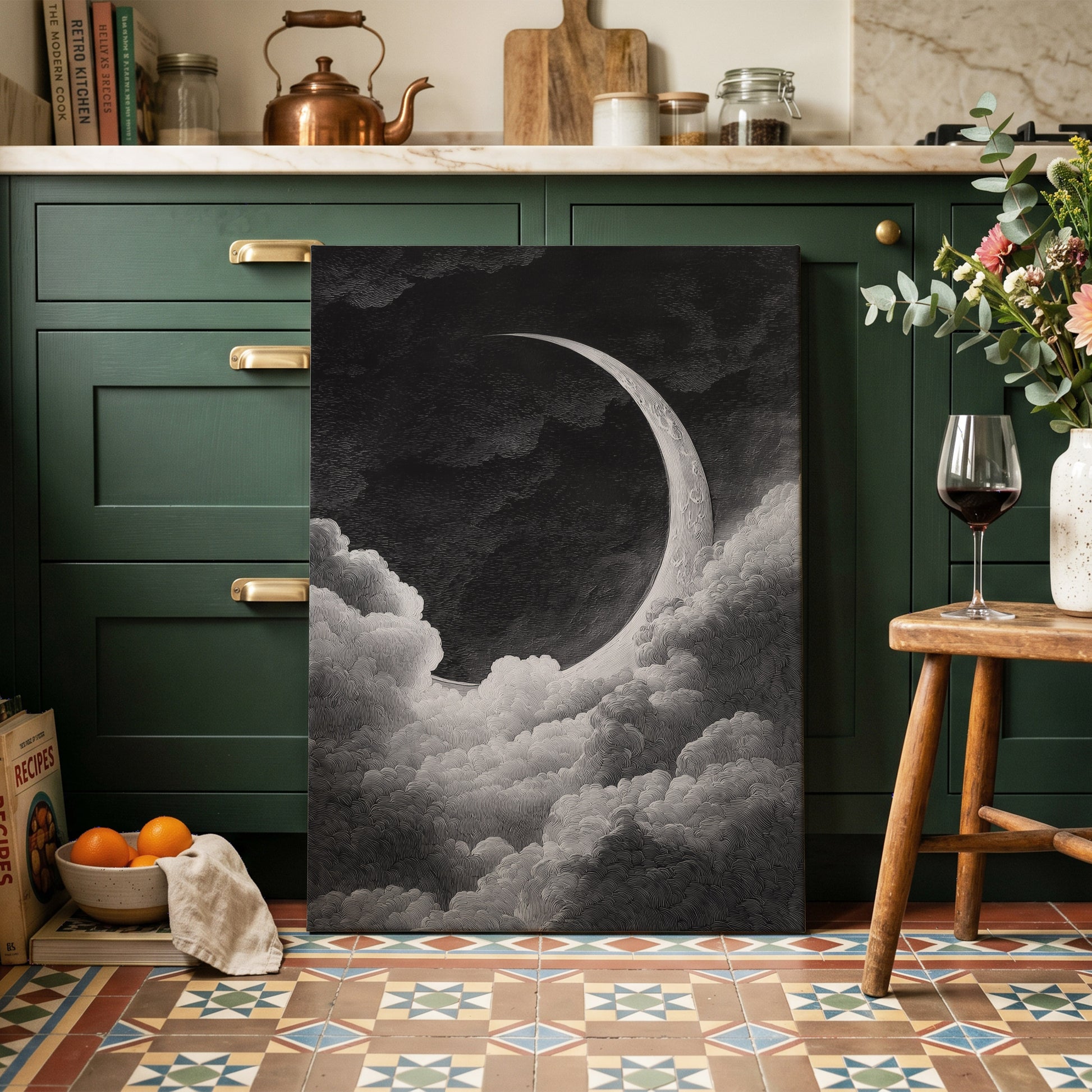 Crescent Above the Clouds – canvas wall art in a styled interior, gallery view 2