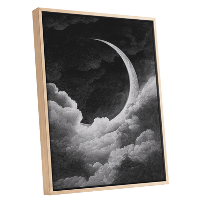 Crescent Above the Clouds – oak framed canvas option