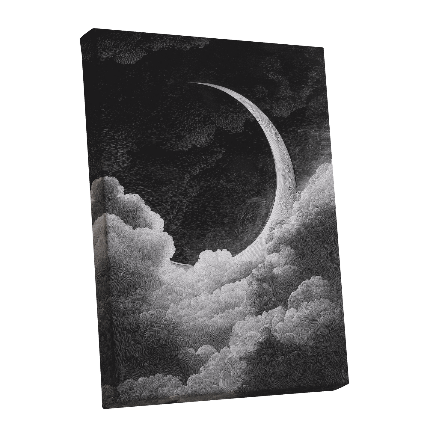 Crescent Above the Clouds – stretched canvas option
