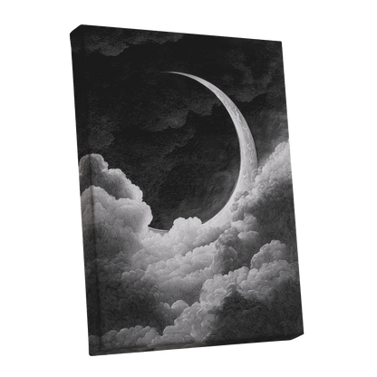 Crescent Above the Clouds – stretched canvas option