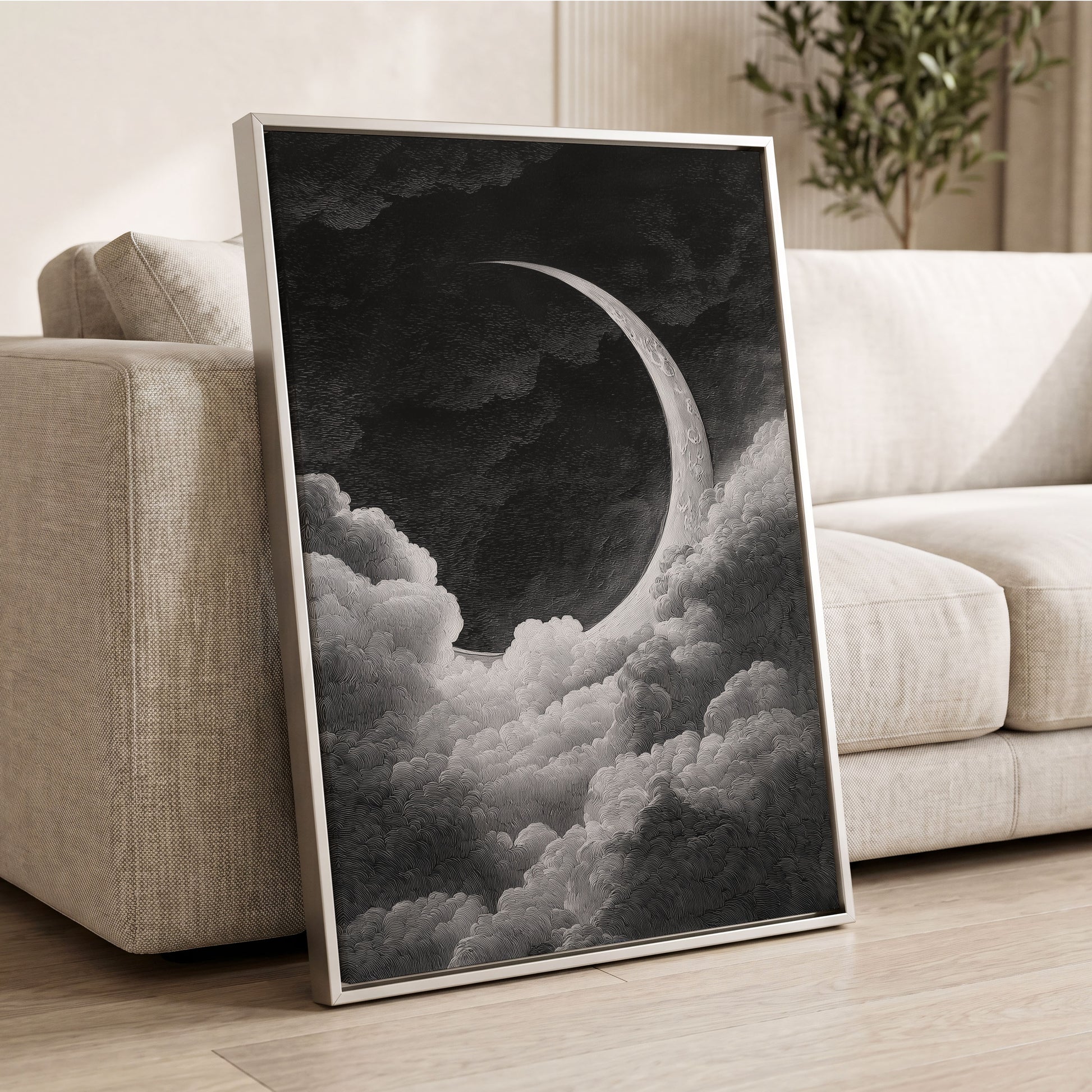 Crescent Above the Clouds – wall art displayed in a styled interior, gallery view 2