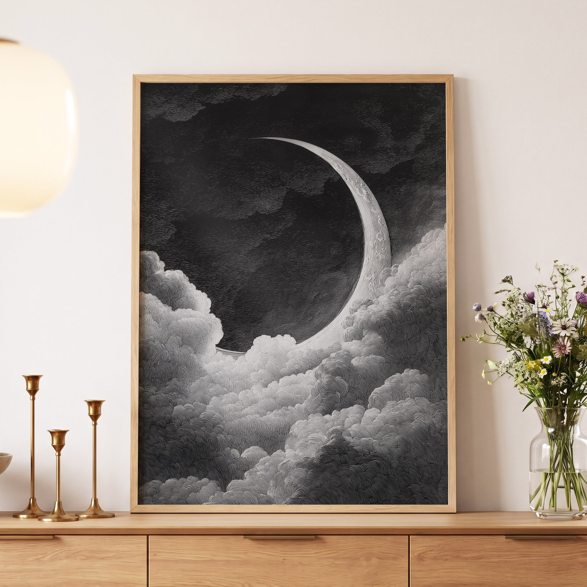 Crescent Above the Clouds – wall art displayed in a styled interior, gallery view 5