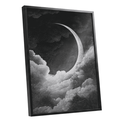 Crescent Above the Clouds – black framed poster option