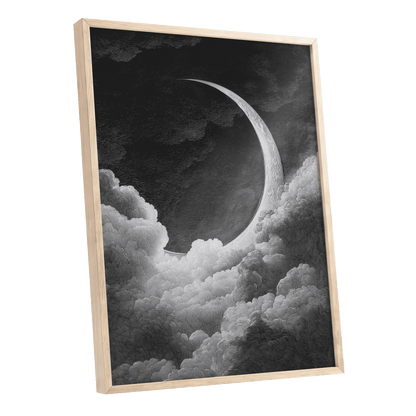 Crescent Above the Clouds – oak framed poster option