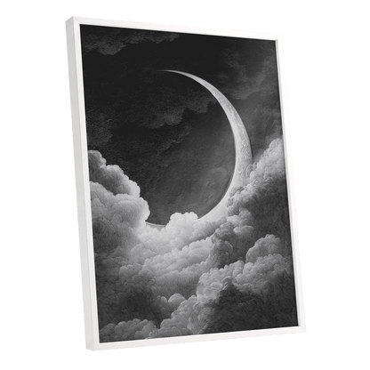 Crescent Above the Clouds – white framed poster option