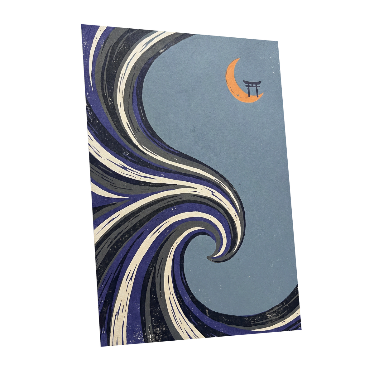 Crescent Current, blue, purple, black nature wall art shown as a unframed poster wall art print