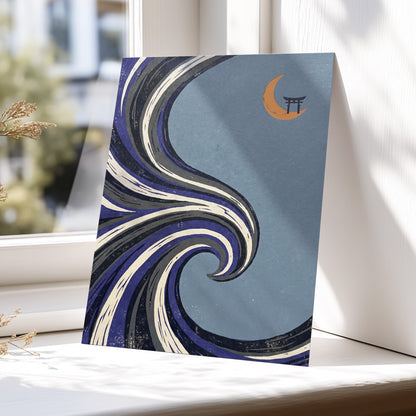 Crescent Current, blue, purple, black nature wall art displayed in a styled interior, gallery view 5