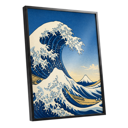 Crest of the Deep, blue, beige, white nature wall art shown as a black framed poster wall art print