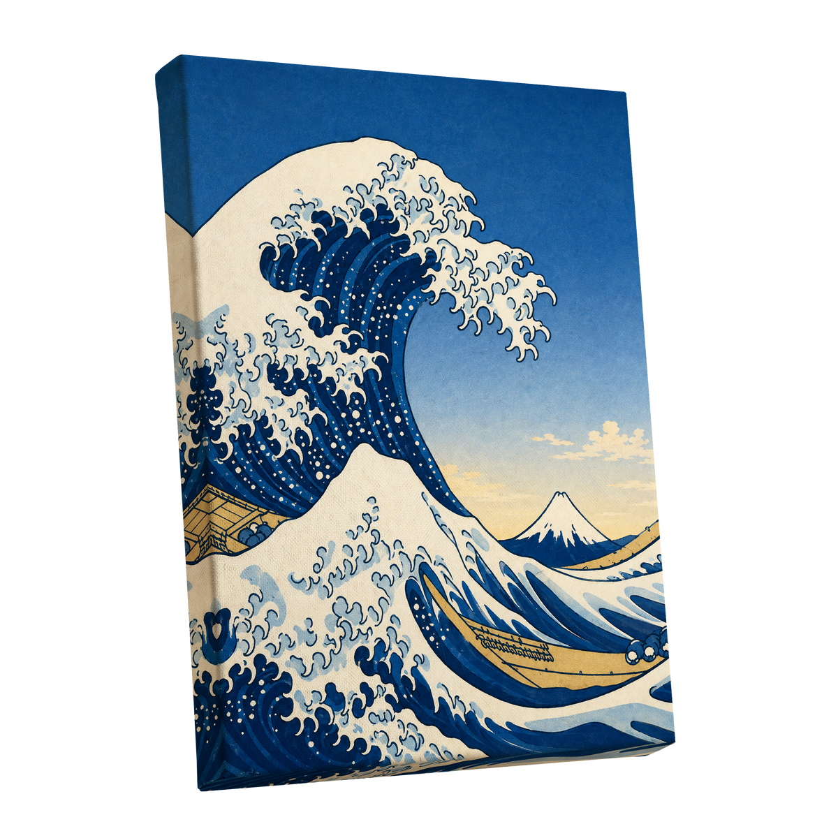 Crest of the Deep, blue, beige, white nature wall art shown as a stretched canvas wall art