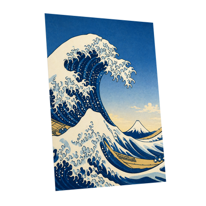 Crest of the Deep, blue, beige, white nature wall art shown as a unframed poster wall art print