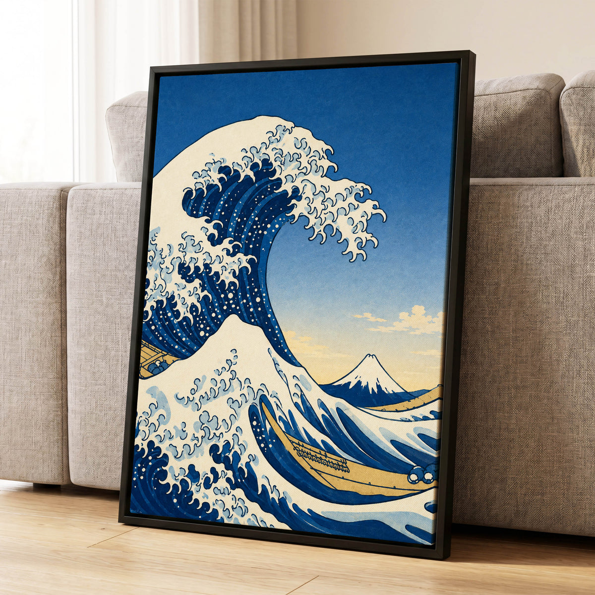 Crest of the Deep, blue, beige, white nature wall art displayed in a styled interior, gallery view 4