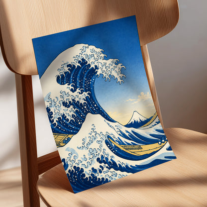 Crest of the Deep, blue, beige, white nature wall art displayed in a styled interior, gallery view 5