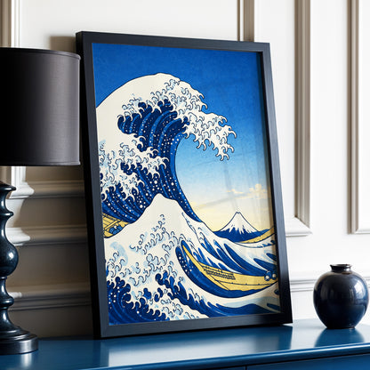 Crest of the Deep, blue, beige, white nature wall art displayed in a styled interior, gallery view 6
