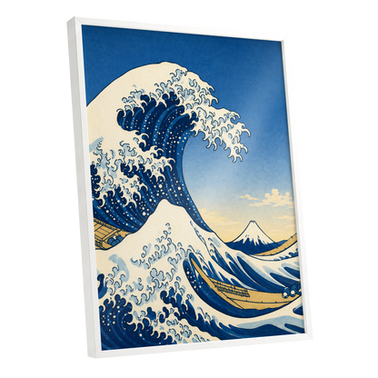 Crest of the Deep, blue, beige, white nature wall art shown as a white framed poster wall art print